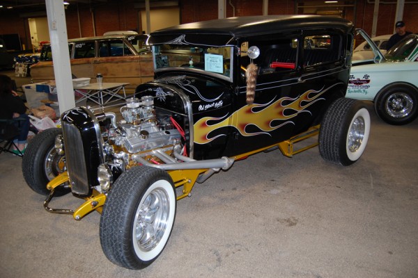 flamed tudor ford hot rod coupe