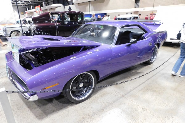 purple plum crazy plymouth barracuda muscle car