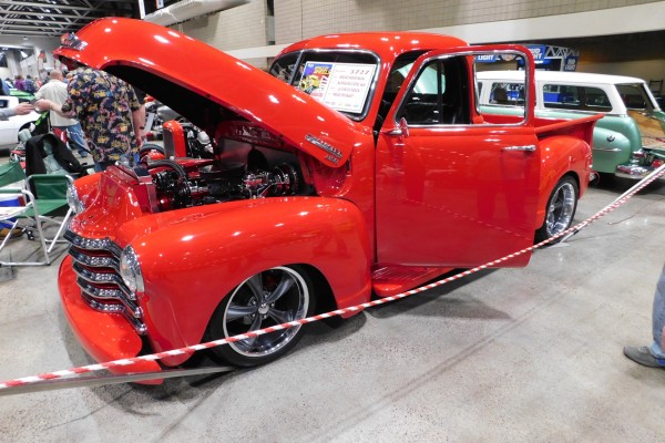 red chevy 3100 vintage pickup truck