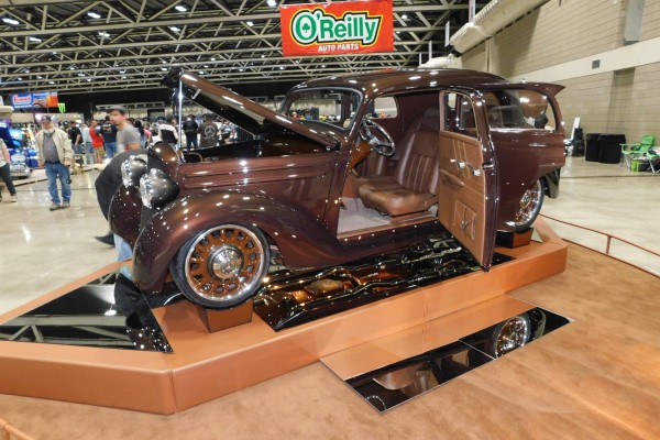 vintage hot rod show car at indoor car show