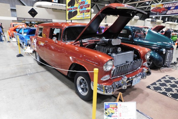 supercharged chevy 1955 panel wagon hot rod