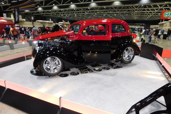 vintage hot rod at indoor car show