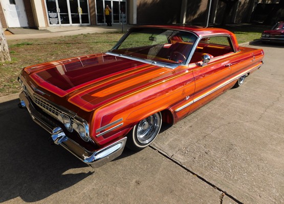lowrider chevy impala with sparkle custom flake paint
