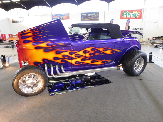 flamed purple ford hot rod roadster