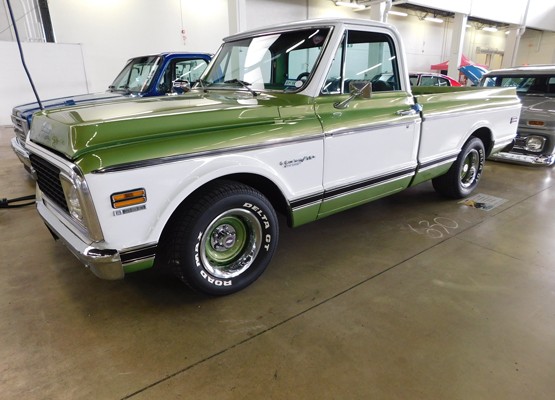 vintage green chevy c/10 pickup truck