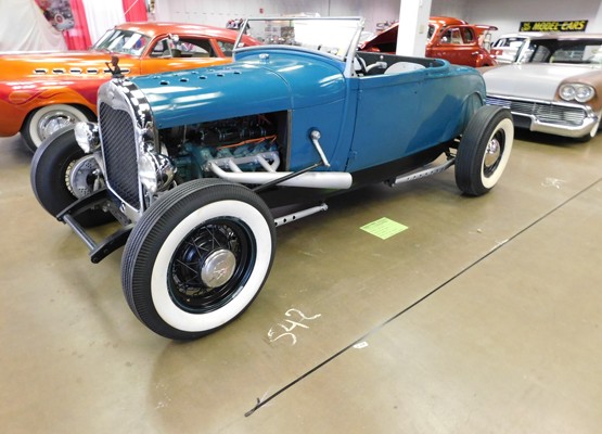 blue ford hotrod roadster