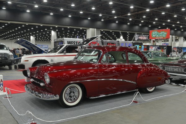 custom red hotrod coupe