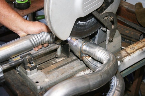 cutting exhaust tubing with a circular saw