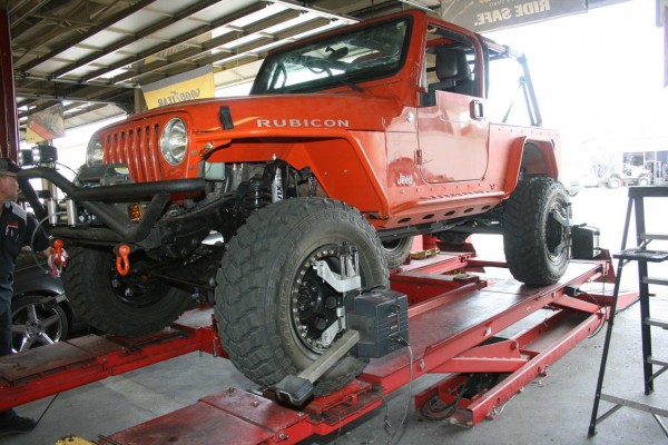 jeep tj lj wrangler getting a wheel alignment