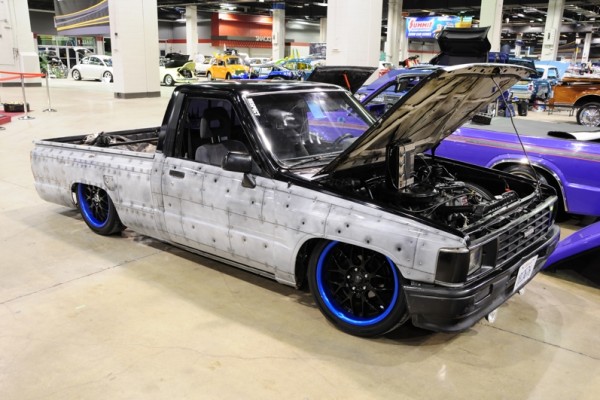 lowered sport truck with vinyl wrap at 2017 Chicago World of Wheels