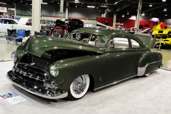 early ford mercury hot rod with louvered hood
