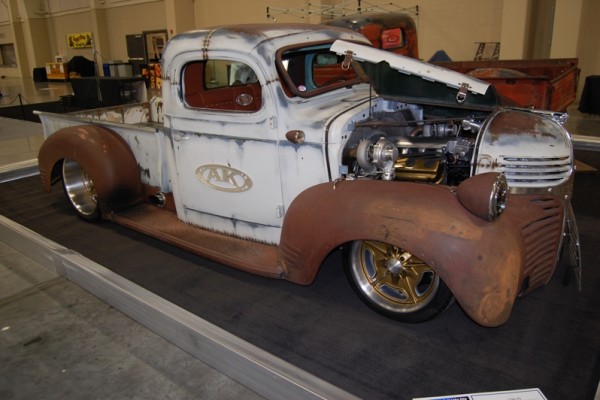 rat rod pickup truck with turbocharged v8 at 2017 salt lake city autorama