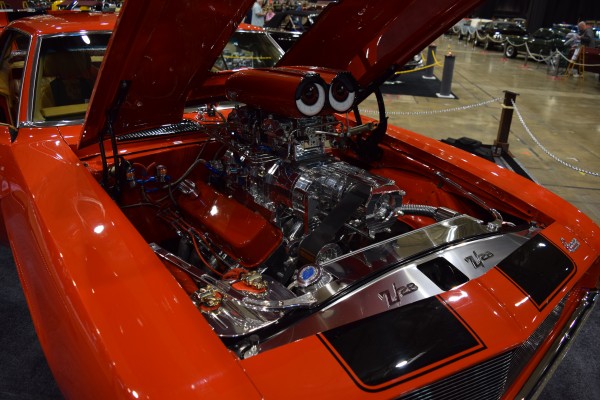 supercharged big block chevy v8 in a z/20 first gen camaro