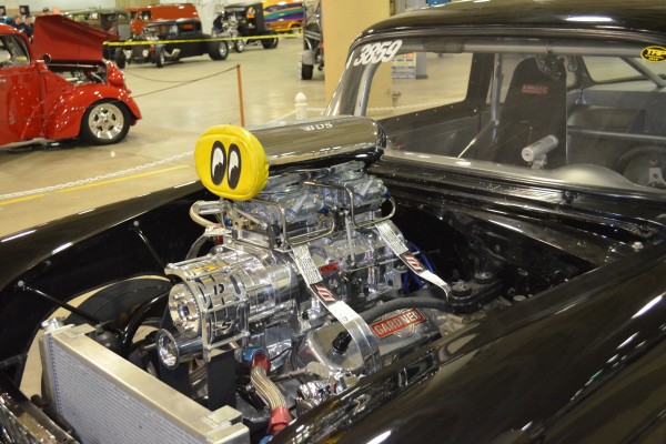 supercharged big block v8 in a nostalgia drag car