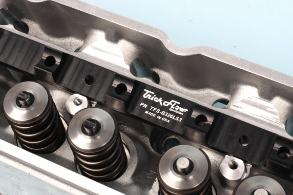 aluminum rocker stand from trick flow on ls engine cylinder head