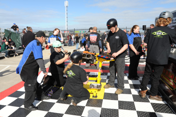 high schoolers in an engine building competition