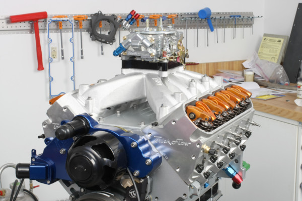 ls engine on stand with valve covers removed