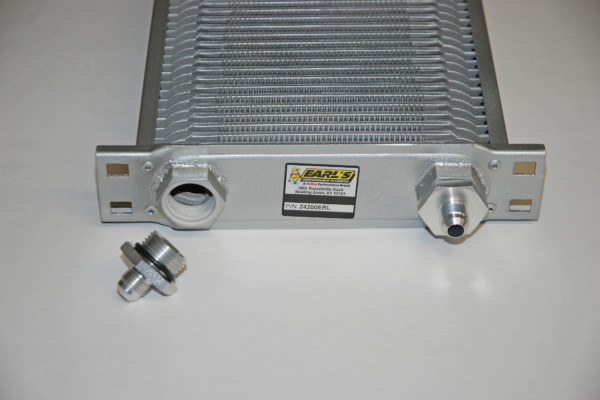 removable fittings on an earl's fluid oil cooler