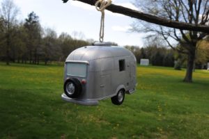 silver camper bird house