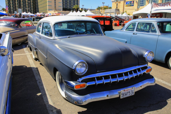 vintage chevy custom at a car show
