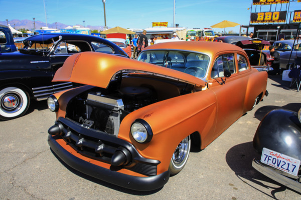 classic hot rod at a car show
