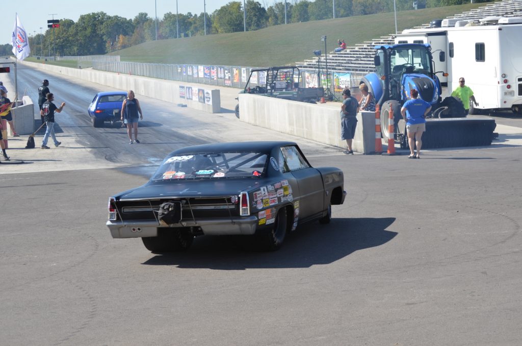IHRA Drag Racer at Dragway 42, Nova Pulling Onto Track