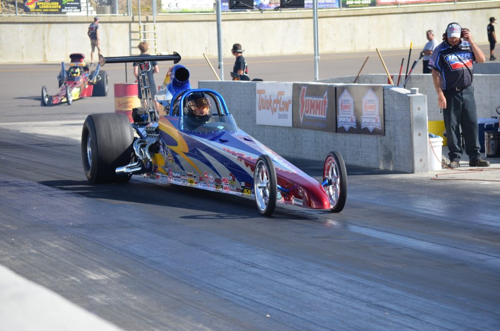 IHRA Drag Racer at Dragway 42, Blue Dragster