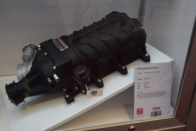 roush supercharger on display at sema 2017