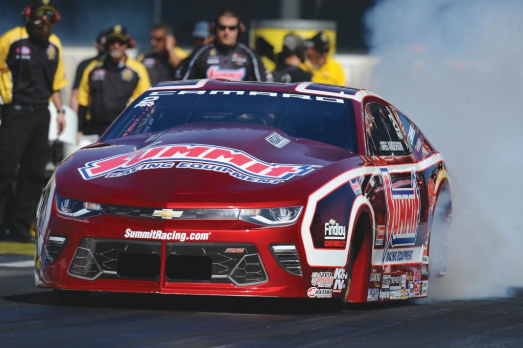 NHRA Pro Stock Camaro in Summit Racing livery