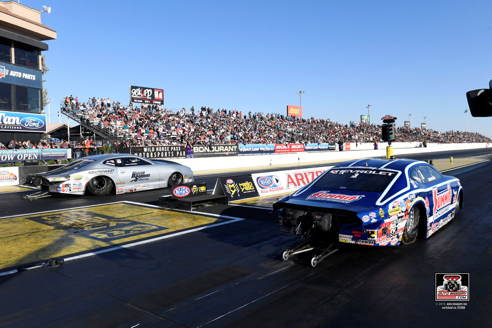 summit racing pro stock car at nhra dragstrip