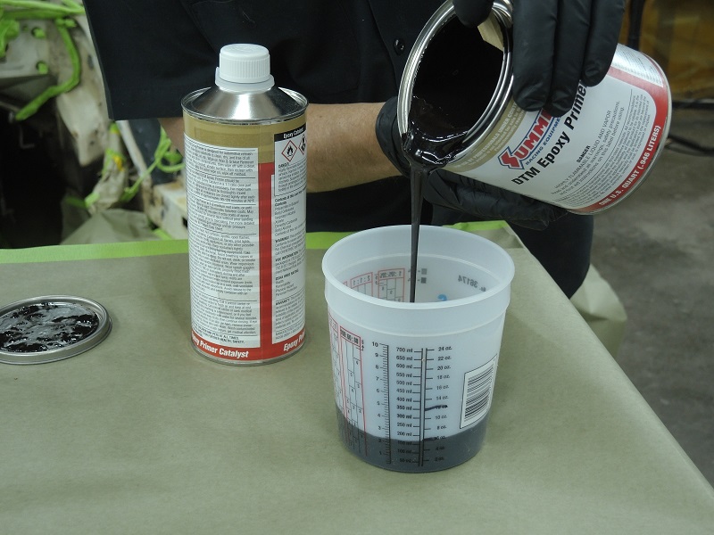 mixing paint with proper mix ratios