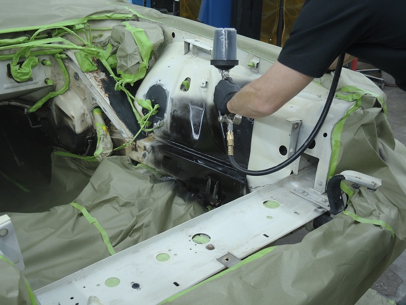 spray painting engine bay