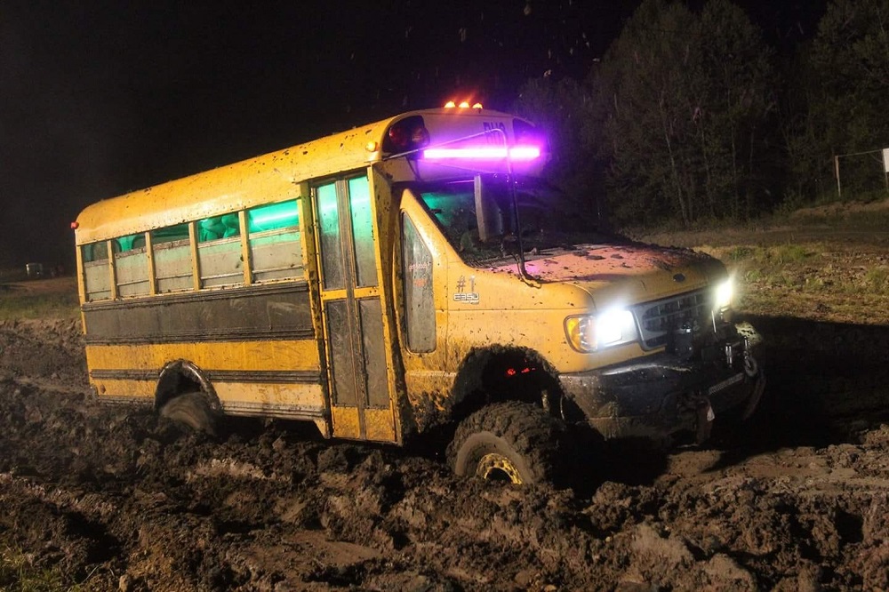 custom off road school bus rig