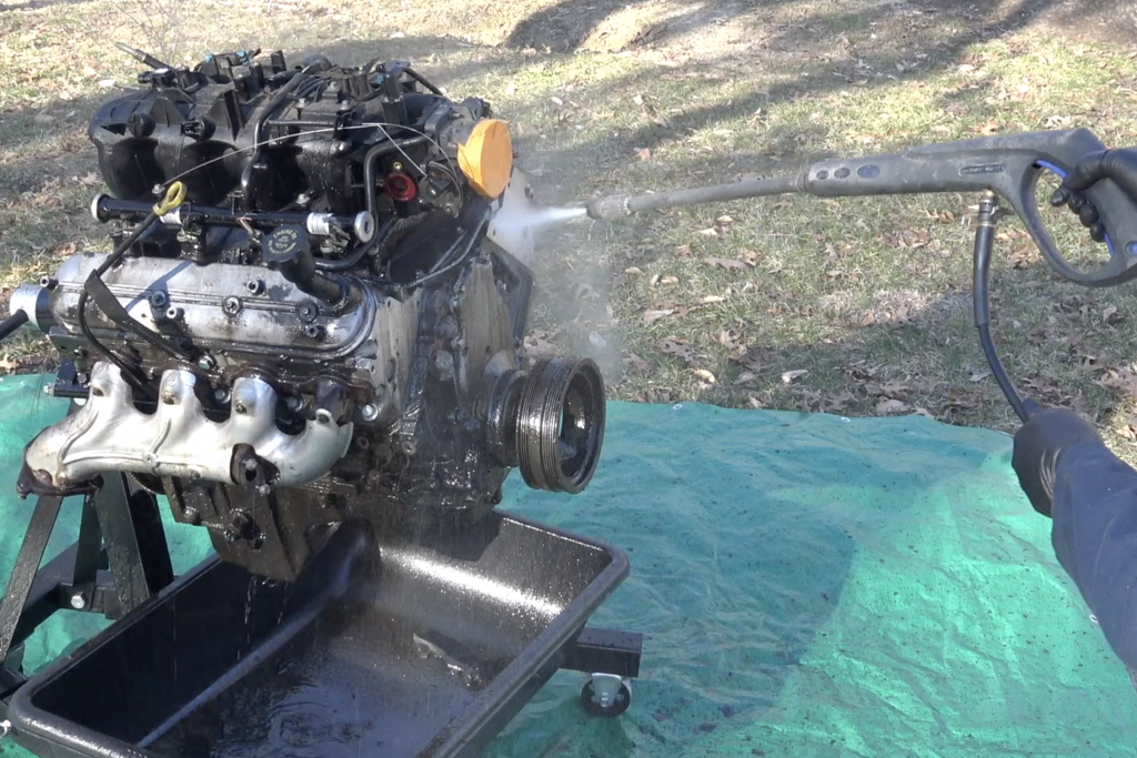 degreasing an ls engine with a pressure washer