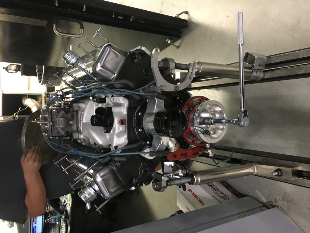 v8 engine on stand