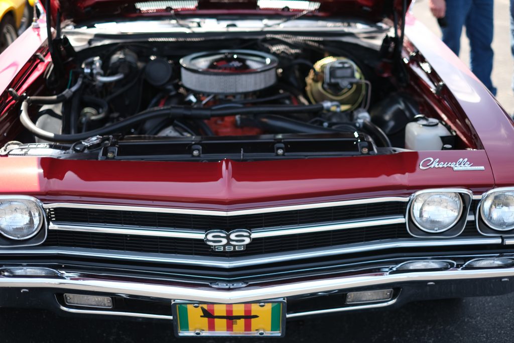 chevy chevelle with hood up