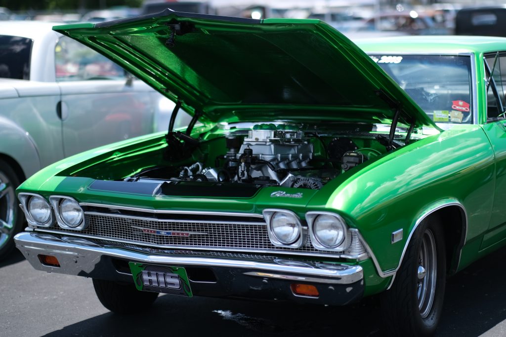 green chevy chevelle at classic car show