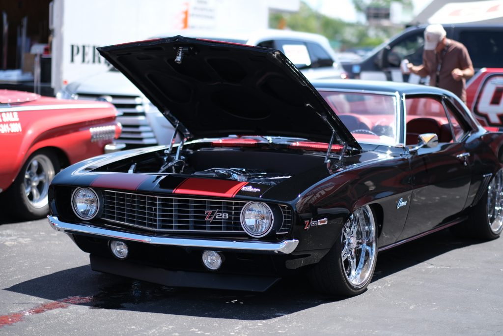 1969 chevy camaro z/28 with hood up