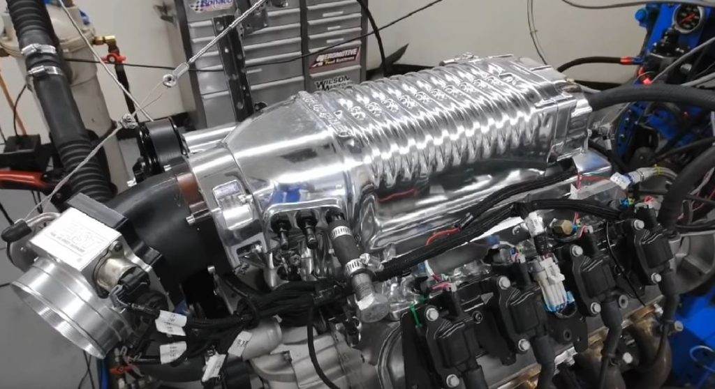 supercharger atop a 4.8 liter lr4 gm ls engine