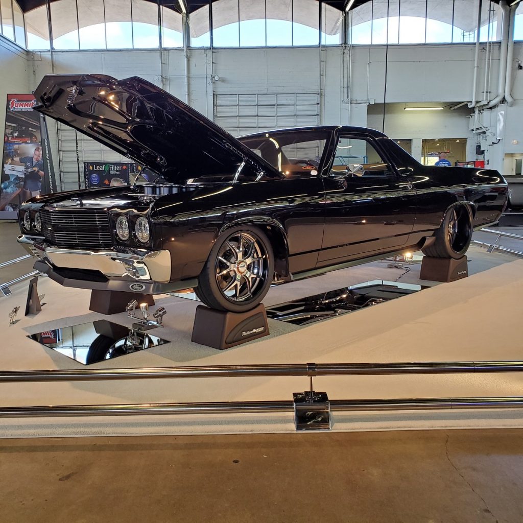 chevy el camino custom at indoor car show