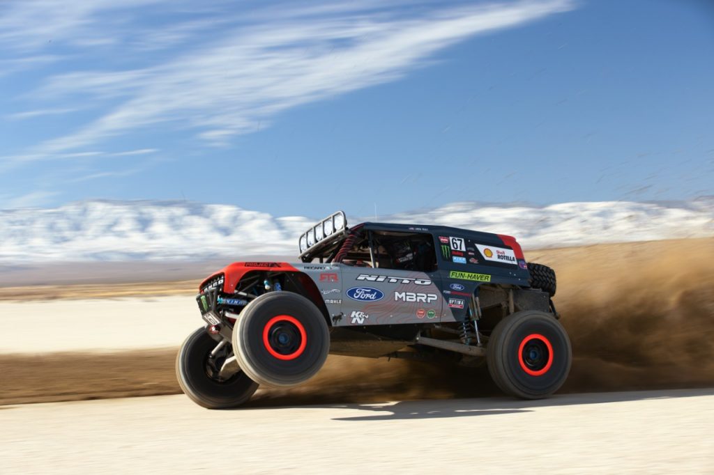 ford bronco race truck competing in king of the hammers race