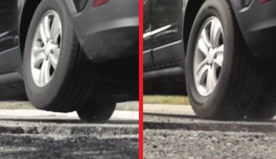 good shock bad shock side by side wheel bounce comparison