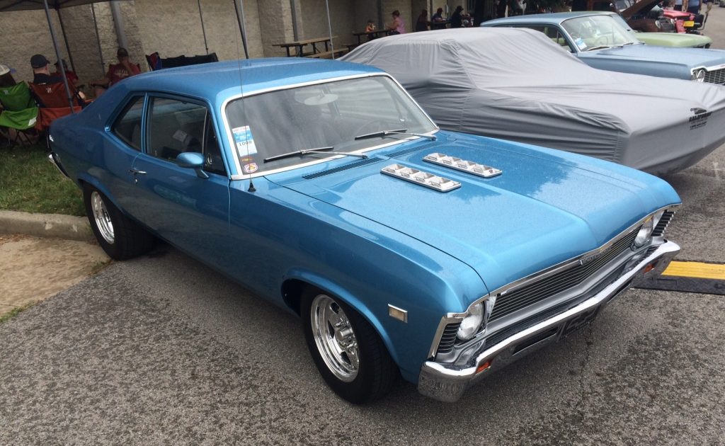 blue chevy nova ss muscle car