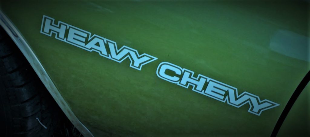 heavy chevy decal on fender of a chevelle
