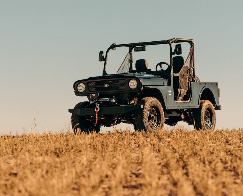 mahindra roxor parked in cornfield
