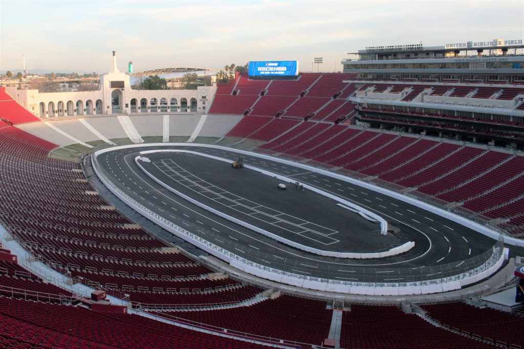 lose angeles la coliseum converted to a nascar race track
