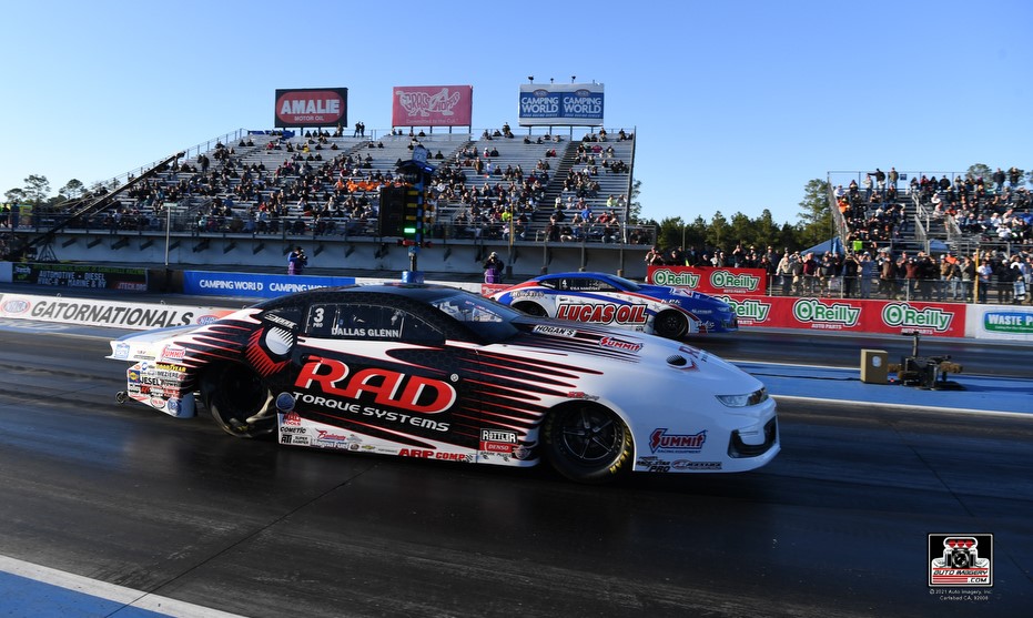 dallas glenn in pro stock nhra drag race car race at 2022 nhra gatornationals