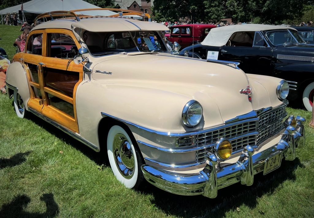 1948 chrysler town and country sedan with luggage rack and woody woodgrain sides