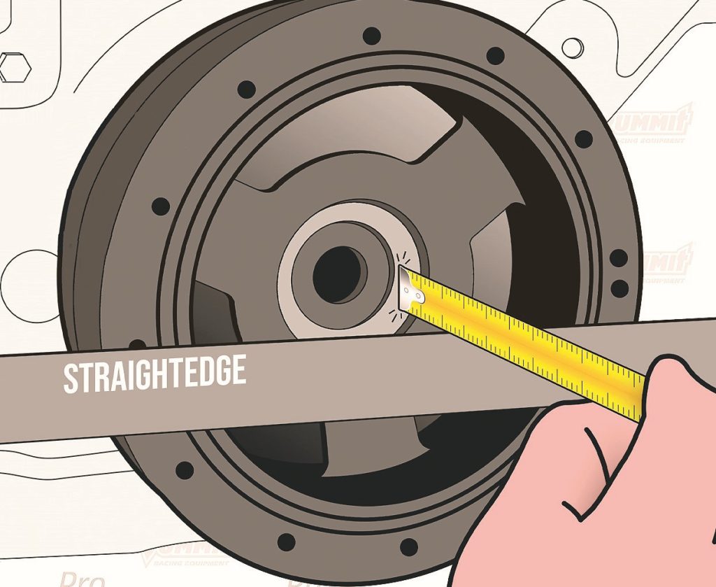 measuring an LS pulley offset with a straightedge