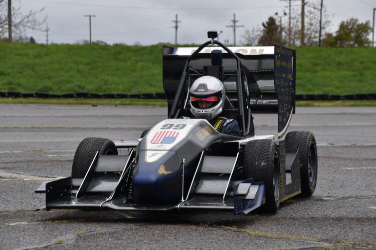 University of Akron Zips Formula SAE race car on track